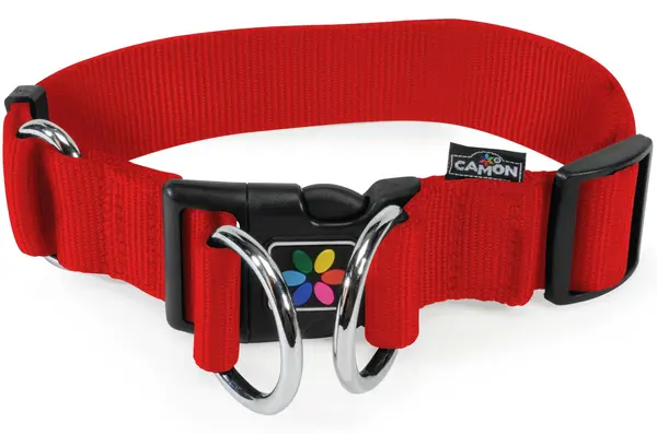 CAMON Zgardă pentru câini, cu deschidere rapidă, nailon, Roşu 3,8x49/71cm