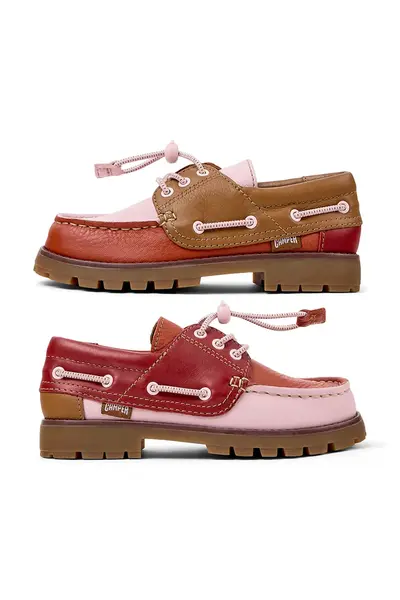Camper mocasini pentru copii din piele Compas Kids TWS