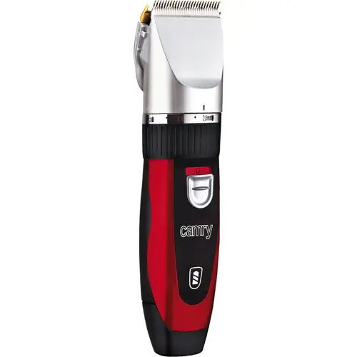 CAMRY Masina de tuns Camry CR 2821 pentru animale de companie, cap din titan cu lama ceramica, 4 piepteni: 3, 6, 9, 12 mm, Negru-Rosu
