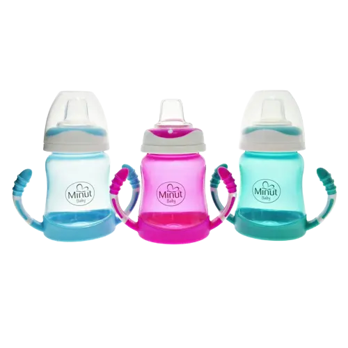 Cana anticurgere cu manere si cioc silicon 6+, 210ml, Minut