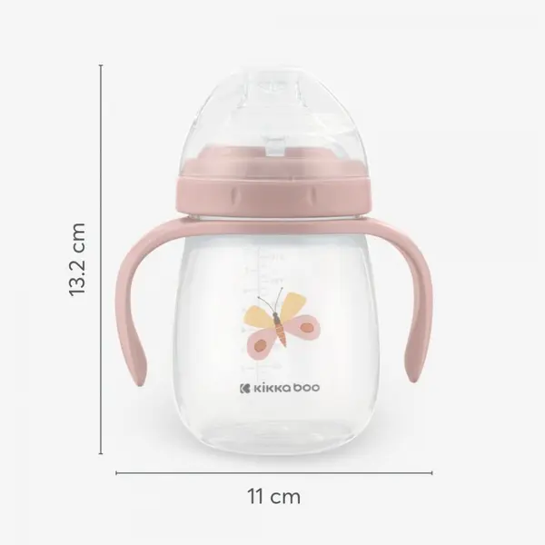 Cana cu cioc din silicon Kikkaboo Hedge-hugs Roz 240ml,manere practice,6 luni+