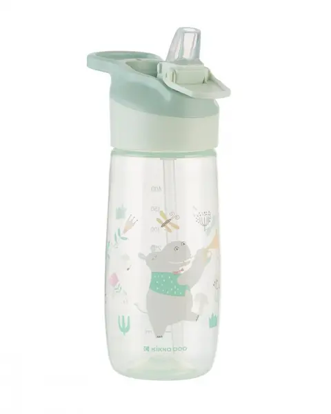 Cana cu duza din silicon KikkaBoo Music Fest Mint 450ml,mecanism de inchidere cu blocare,de la 12 luni,compatibila microunde
