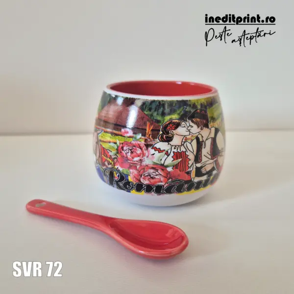 Cana cu lingurita Romania SVR72 Interior și lingură roșie