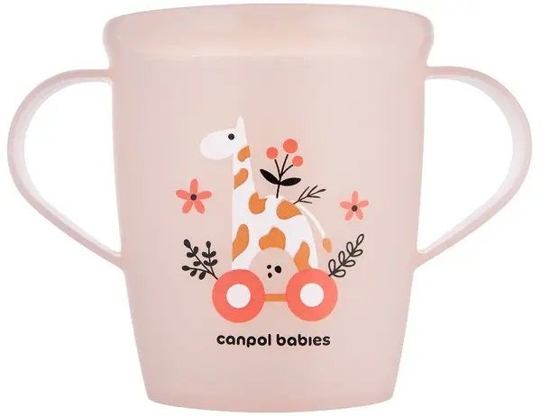 Cană cu mânere Canpol - Toys, 250 ml, 12 luni+, roz