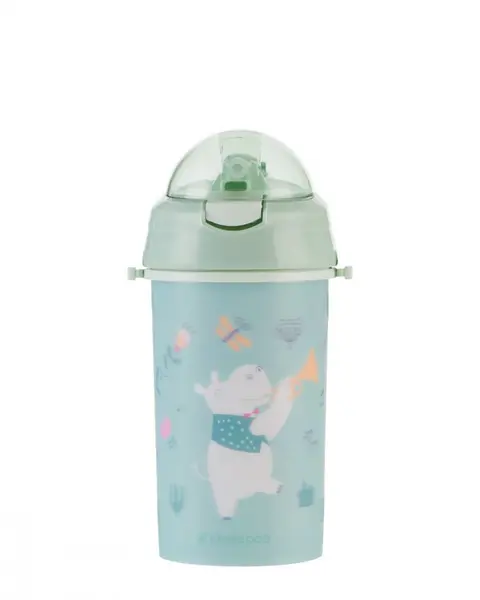 Cana cu pai din silicon si curea KikkaBoo 450ml KikkaBoo Music Fest Mint