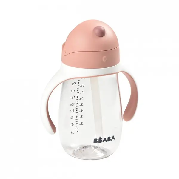 Cana cu pai din tritan Beaba 300 ml Old Pink
