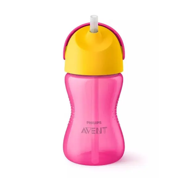 Cana cu pai flexibil Philips Avent, +12 luni, roz, 300 ml, SCF798/02, Philips