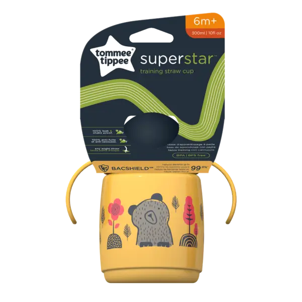 Cana cu pai si protectie Bacshield™ pentru +6 luni Galben, 300ml, Tommee Tippee