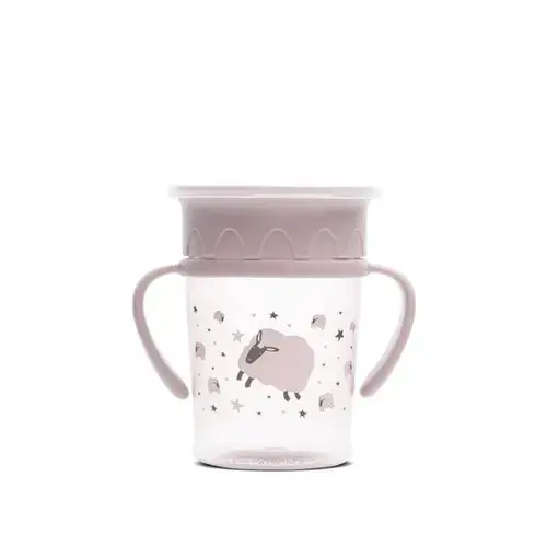 Cana de antrenament cu manere Lorelli All Around Cup, 360 grade, anti-varsare, 275 ml, Roz
