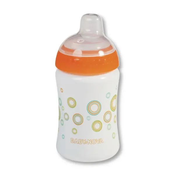 Cană de antrenament pentru bebeluși cu supapă de oprire Nova - 285 ml, portocaliu Nova - 300 ml, albastru