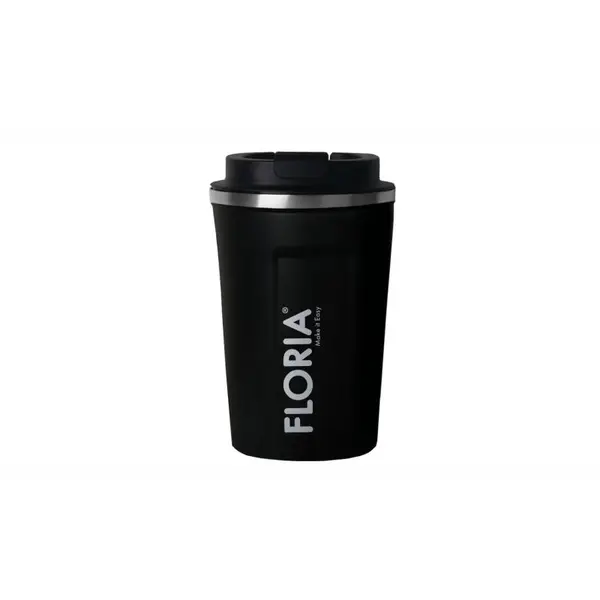 Cana de cafea Floria ZLN9969 tip termos, capacitate 380ml, interior din inox, pereti dublii, negru