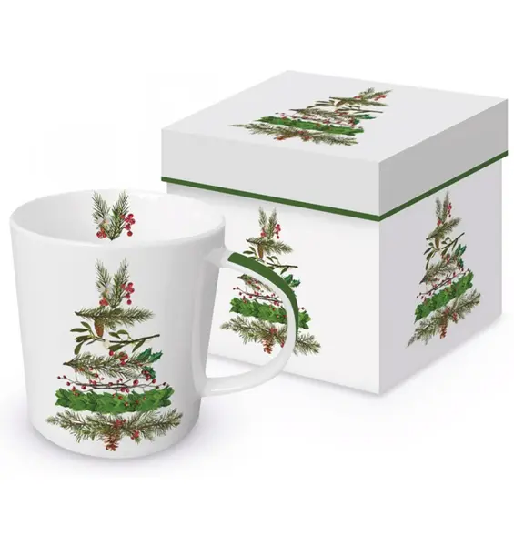 Cana de portelan in cutie de cadou 0.35l Christmas Arbore
