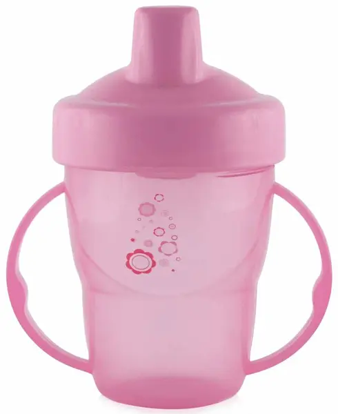 Cană de tranziție cu mânere și vârf tare Lorelli Baby Care - 210 ml, roz