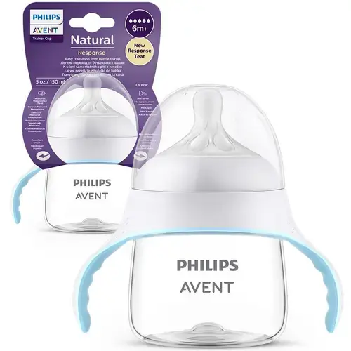Cana de tranzitie Philips Avent Natural Response SCF263/61, 150 ml, tetina debit 5, +6 luni, tetina care functioneaza ca sanul mamei, tetina fara scurgeri, fara BPA, usor de curatat