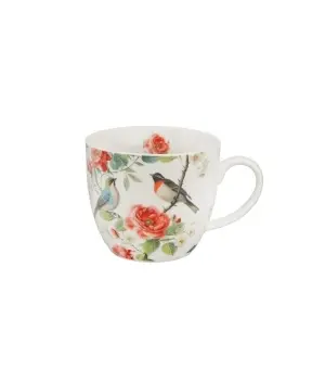 Cana din portelan 460 ml, model pasari si flori, APRIL