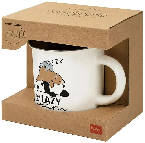 Cană din porțelan Legami - The Lazy Team, 350 ml
