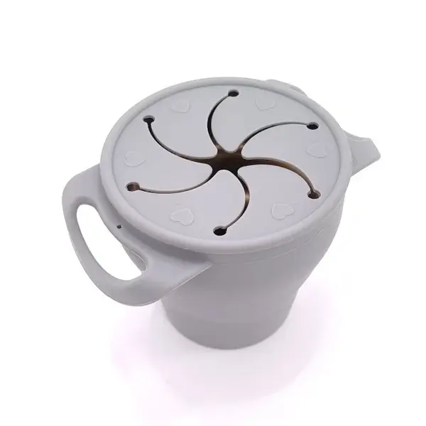 Cana din silicon 2 in 1, pentru gustari si apa, cu capac anti-varsare, Empria, Diverse culori