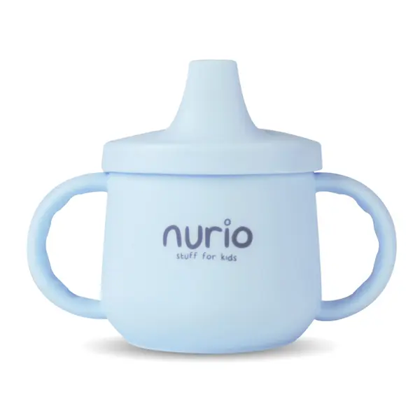 Cana din silicon pentru bebelusi cu manere Nurio, Albastru