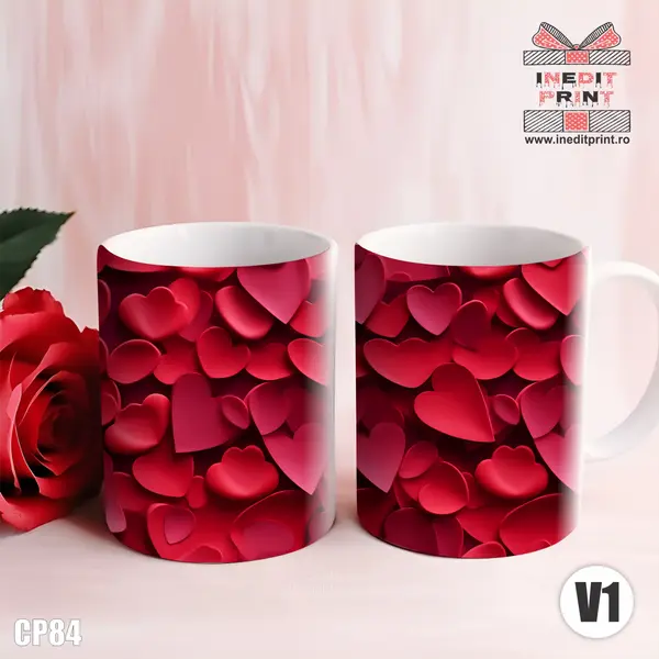 Cana HEARTS CP84 Interior si toartă vișinie