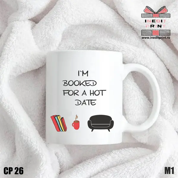 Cana I m booked for a hot date CP26 Interior si toartă vișinie