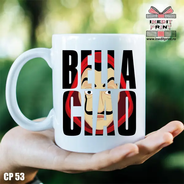 Cana La Casa de Papel Bella Ciao CP53 Interior si toartă portocalie