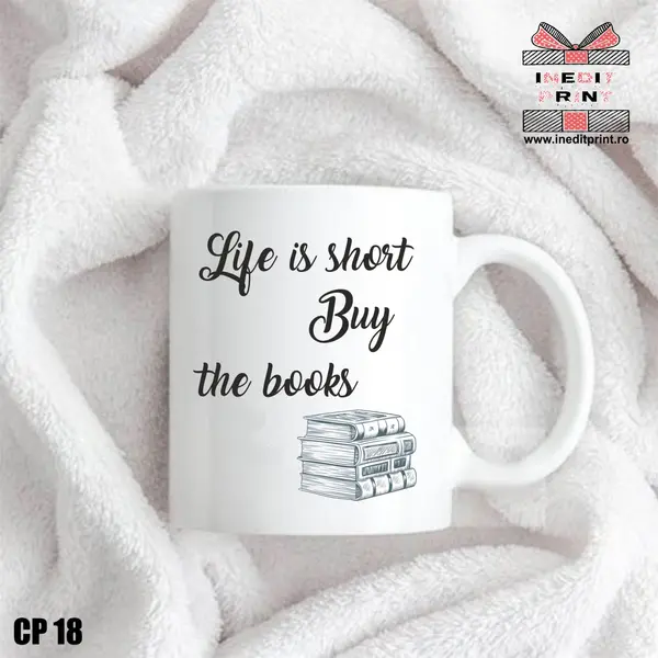 Cana Life is short buy the books CP18 Interior si toartă portocalie