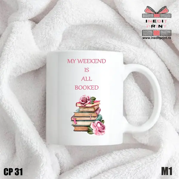 Cana My weekend is all booked CP31 Interior si toartă albastră