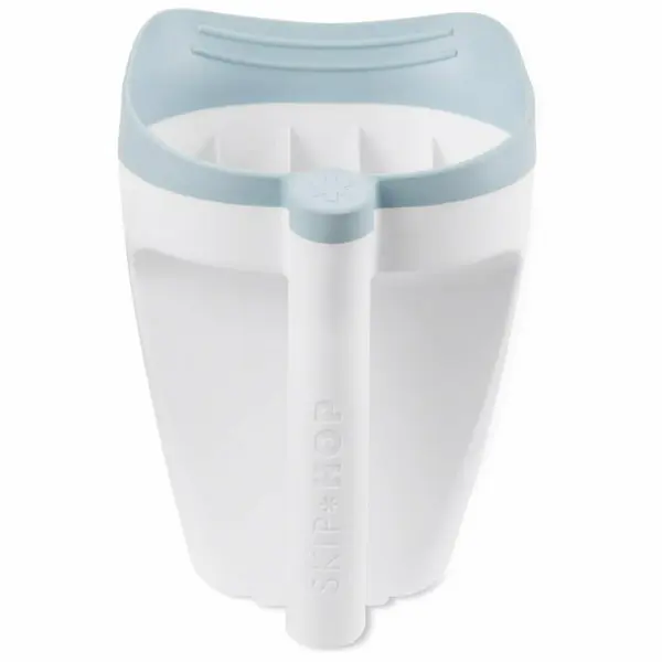 Cana pentru clatire, Skip Hop, Wave, 710 ml, Control flux apa, Margine din cauciuc moale pentru protectie ochi si urechi, Fara PVC si ftalati, Maner ergonomic, Alb