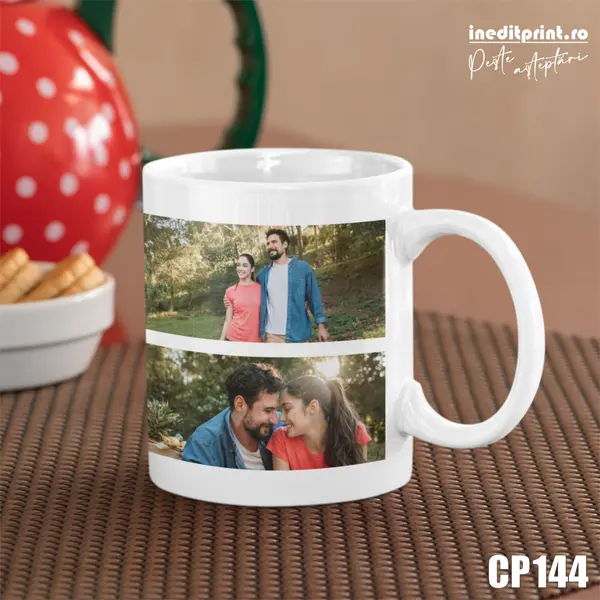 Cana personalizata cu 4 poze CP144 Termosensibila rosie