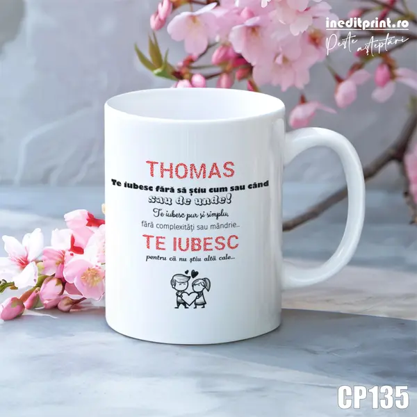 Cana personalizata cu Nume si text CP135 Termosensibila albastra