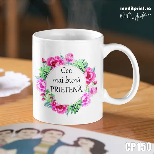 Cana personalizata cu o poza si mesaj CP150 Termosensibila albastra