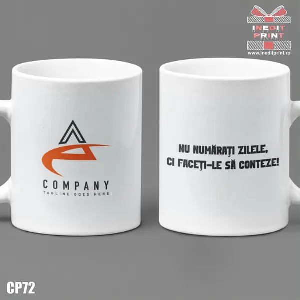 Cana personalizata Firma CP72 Interior si toartă portocalie