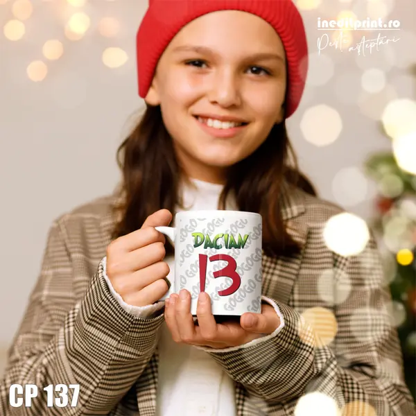 Cana personalizata - Grinch jucator de fotbal CP137 Termosensibila albastra