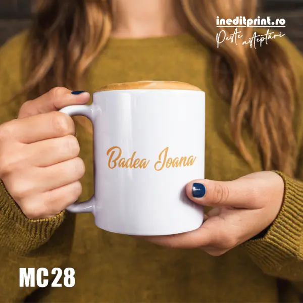 Cana personalizata Nume + verset Psalmii 34:8 MC28 Alb