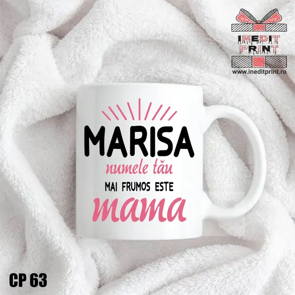 Cana personalizata pentru mama CP63 Interior si toartă vișinie