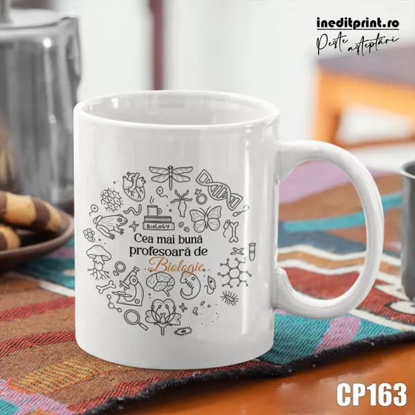 Cana personalizata Profesori de Biologie CP163 Alb