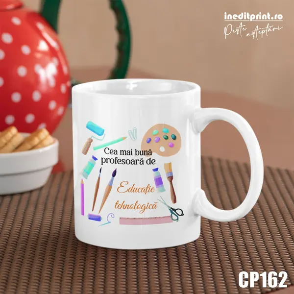 Cana personalizata Profesori de Educatie Tehnologica CP162 Termosensibila albastra
