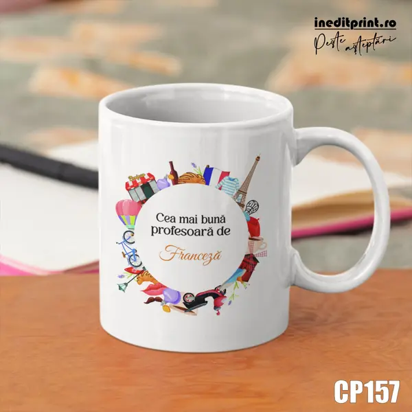 Cana personalizata Profesori de Franceza CP157 Alb