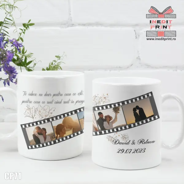 Cana personalizata ROLL FILM CP71 Interior si toartă albastră