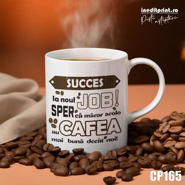 Cana personalizata Succes la noul JOB CP165 Termosensibila rosie