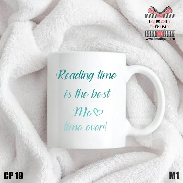 Cana Reading time is the best me time ever CP19 Interior si toartă portocalie