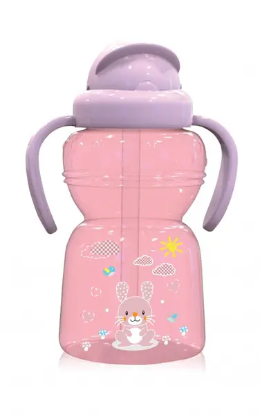 Cana sport Animals cu manere si pai moale 6 luni+ 325 ml Blush Pink