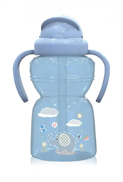 Cana sport Animals cu manere si pai moale 6 luni+ 325 ml Moonlight Blue