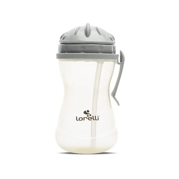 Cana sport cu clips lateral, pai moale si flexibil, capac de protectie rotativ, 360 ml, Grey Yellow