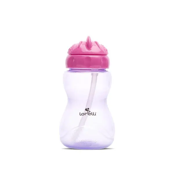 Cana sport cu pai moale si flexibil, capac de protectie rotativ, 275 ml, Pink Purple