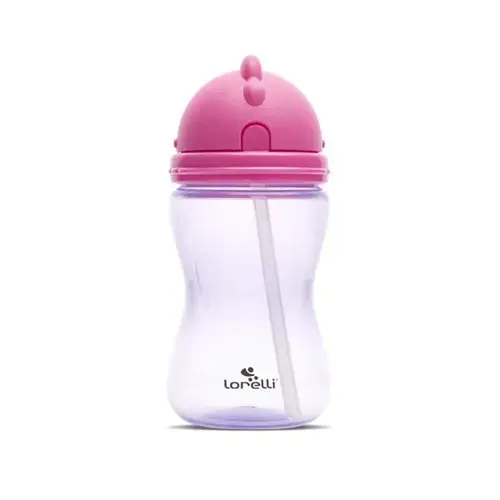 Cana sport Lorelli, cu pai moale si flexibil, capac de protectie rotativ, 300 ml, Roz