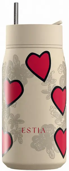 Cana termică cu pai Estia Lens - Tender Lace, 360 ml