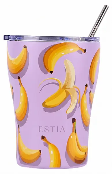 Cană termică cu pai Estia Save the Aegean - Banana Mood, 350 ml