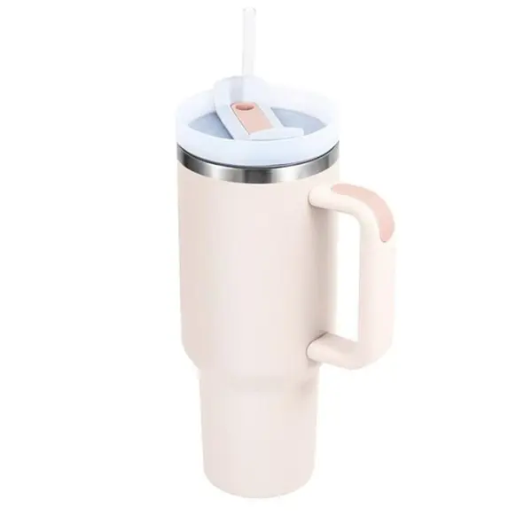 Cana Termica din Inox cu Paie, Perete Dublu, 1183 ml, Pastel, Newalor