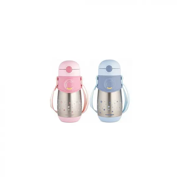 Cana termos cu pai Canpol Babies Roz, din silicon, 300 ml